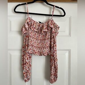Forever 21 Red and White Floral Blouse, Sz Small